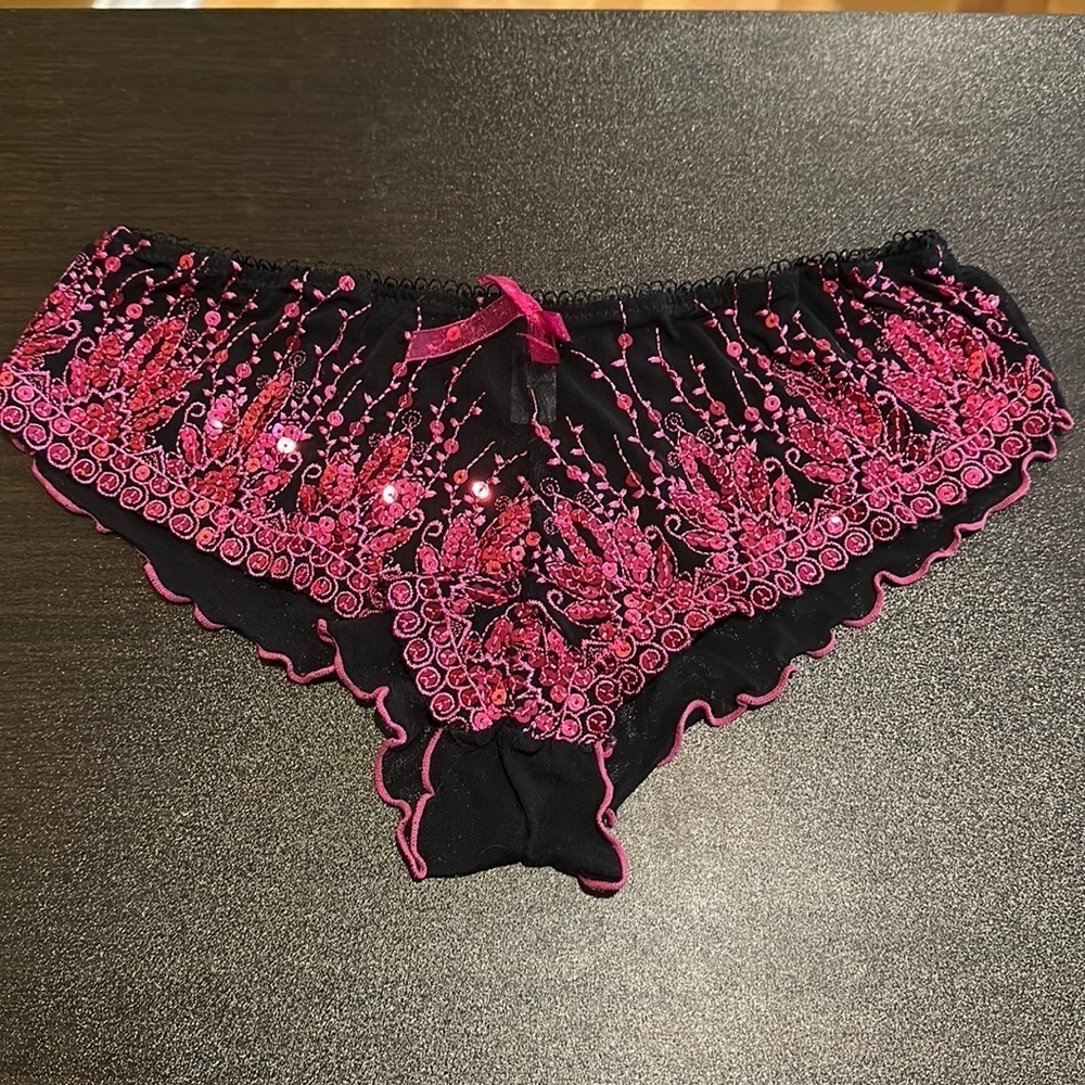Passion Forever Sheer Panties Size Medium Pink Sequins